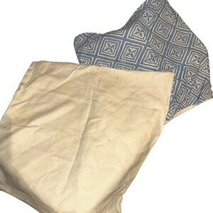 Custom Handmade Linen backed Chambray blue floral graphic pillow covers 18 sq